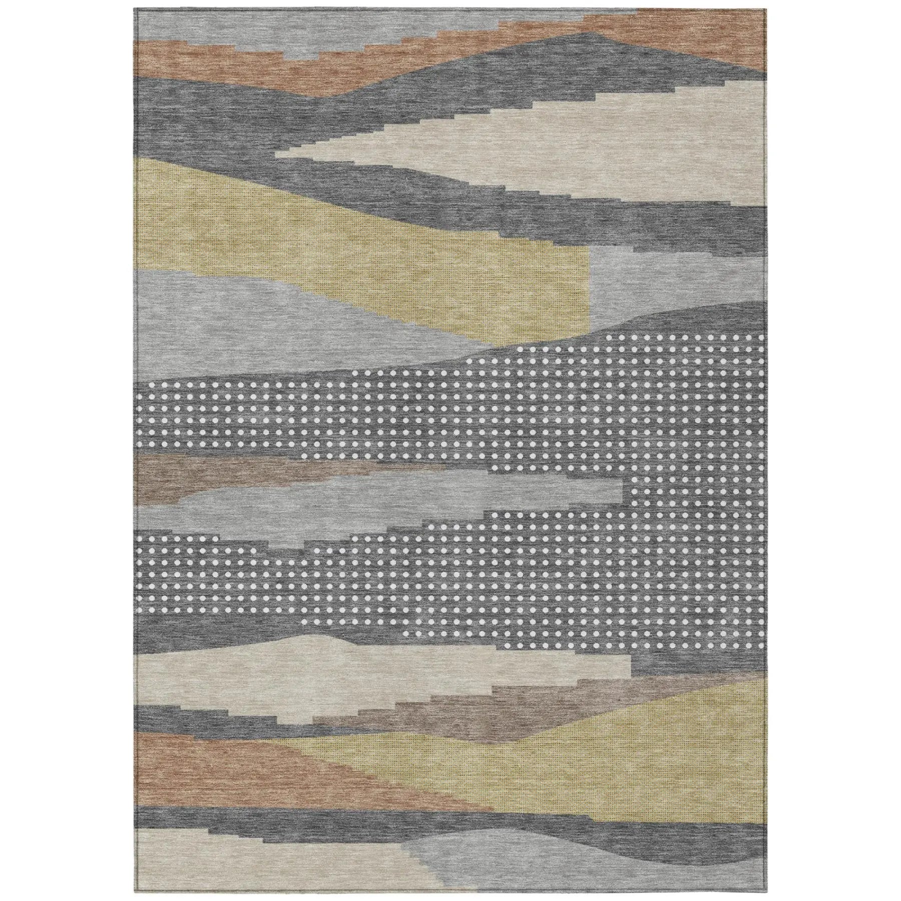 5' X 8' Gray And Pewter Abstract Washable Indoor Outdoor Area Rug Homeroots Outdoor