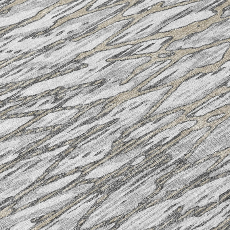 5' X 8' Gray And Pewter Abstract Washable Indoor Outdoor Area Rug Homeroots Outdoor