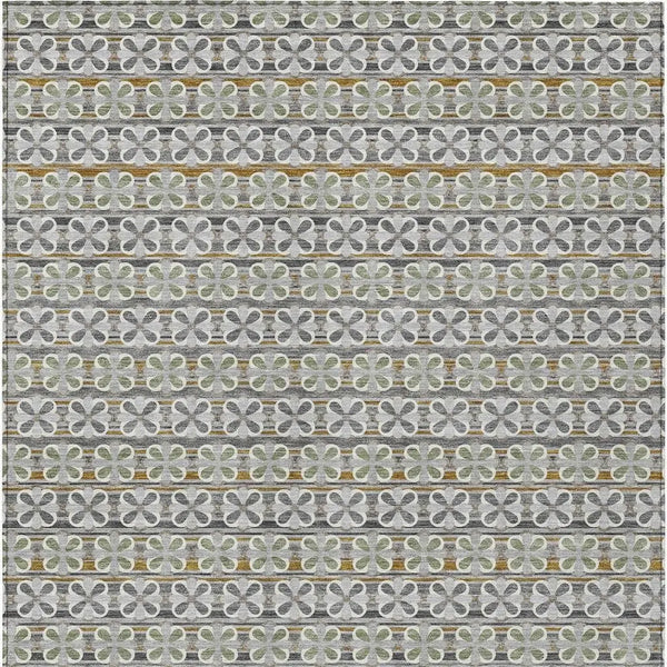 5' X 8' Gray And Pink Striped Washable Indoor Outdoor Area Rug Homeroots Outdoor