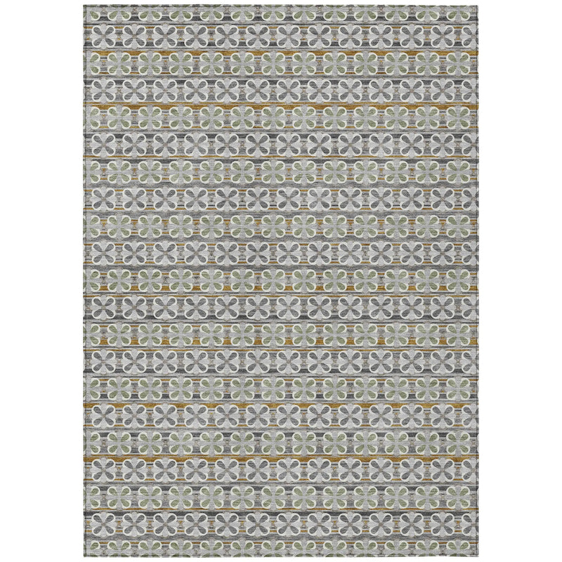 5' X 8' Gray And Pink Striped Washable Indoor Outdoor Area Rug Homeroots Outdoor