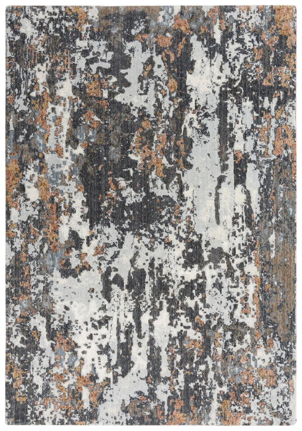 5' X 8' Gray And Rust Abstract Hand Carved Handmade Area Rug Homeroots Home Decor