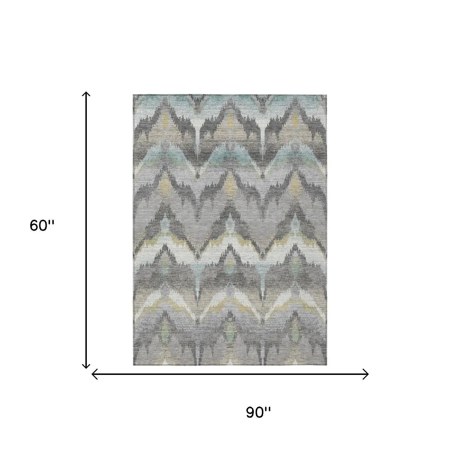 5' X 8' Gray And Silver Abstract Washable Indoor Outdoor Area Rug Homeroots Outdoor
