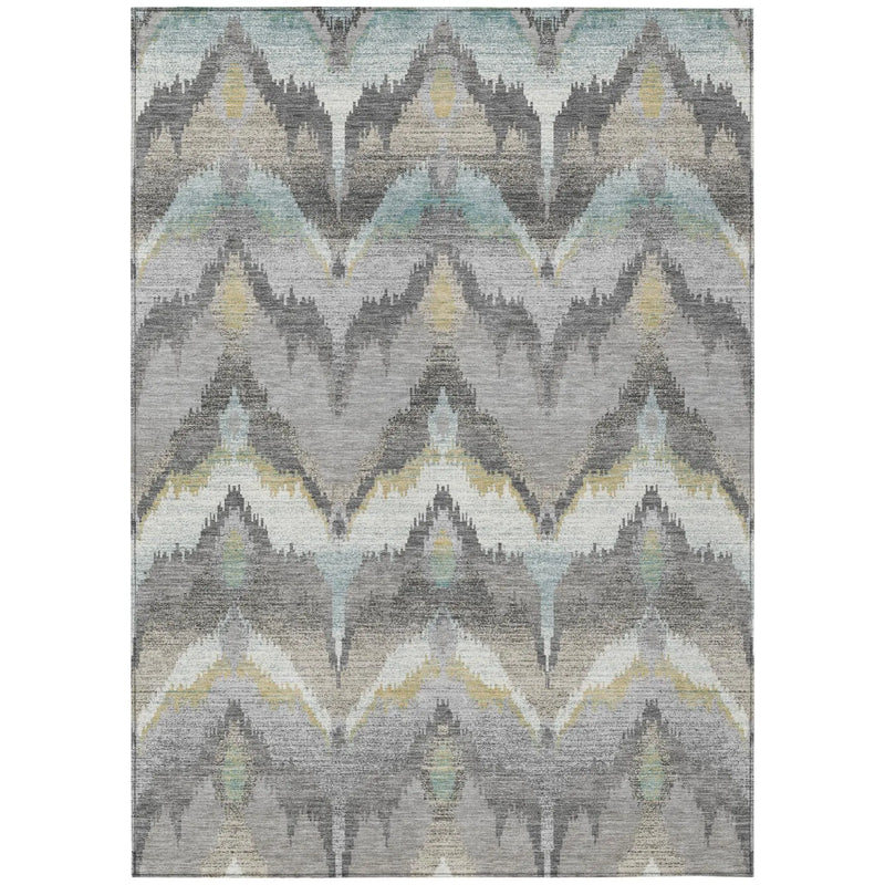 5' X 8' Gray And Silver Abstract Washable Indoor Outdoor Area Rug Homeroots Outdoor