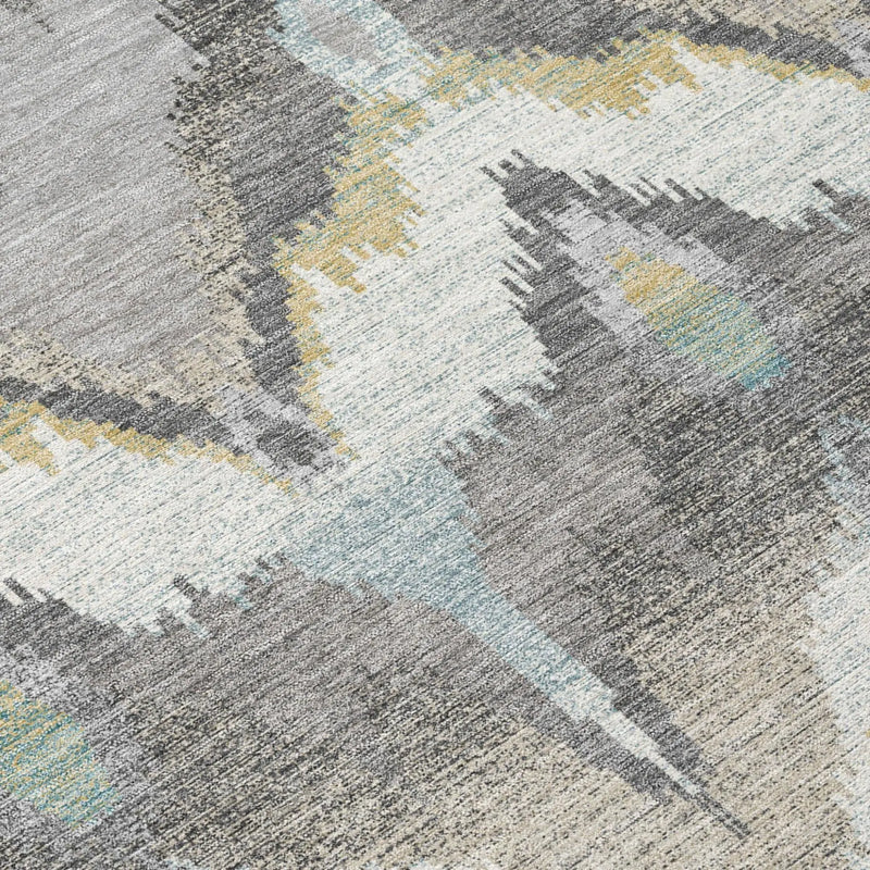 5' X 8' Gray And Silver Abstract Washable Indoor Outdoor Area Rug Homeroots Outdoor