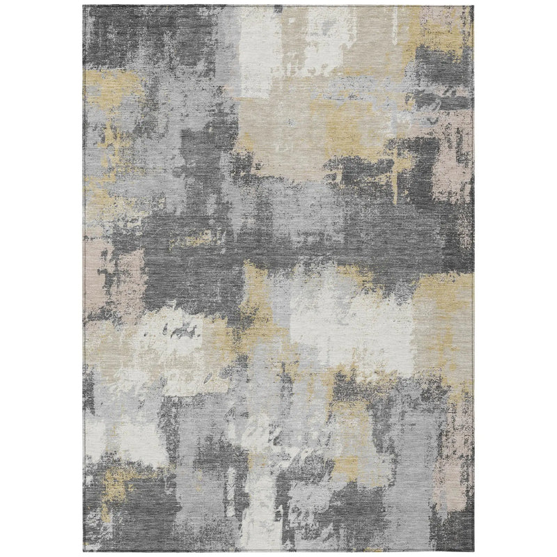 5' X 8' Gray And Silver Abstract Washable Indoor Outdoor Area Rug Homeroots Outdoor