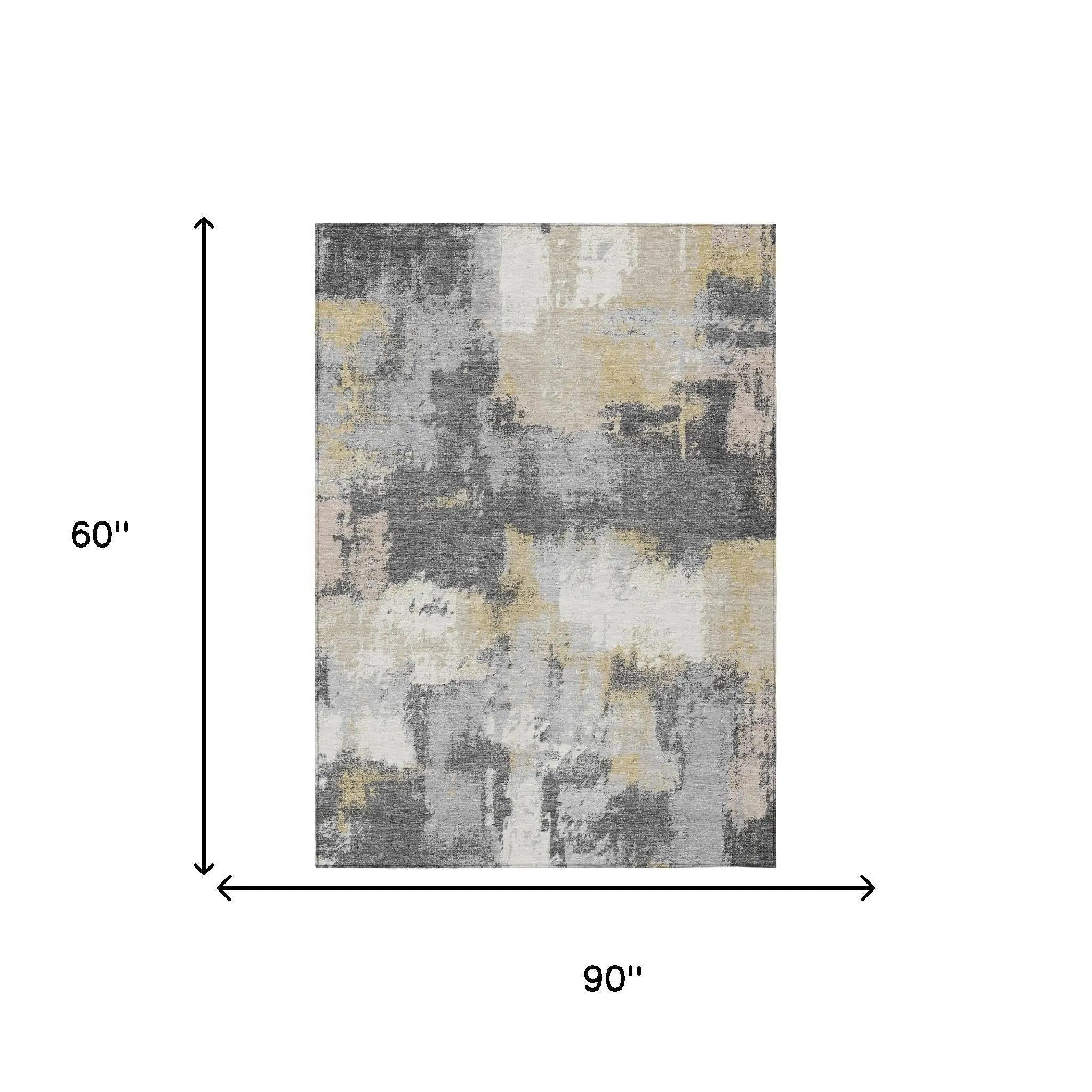 5' X 8' Gray And Silver Abstract Washable Indoor Outdoor Area Rug Homeroots Outdoor