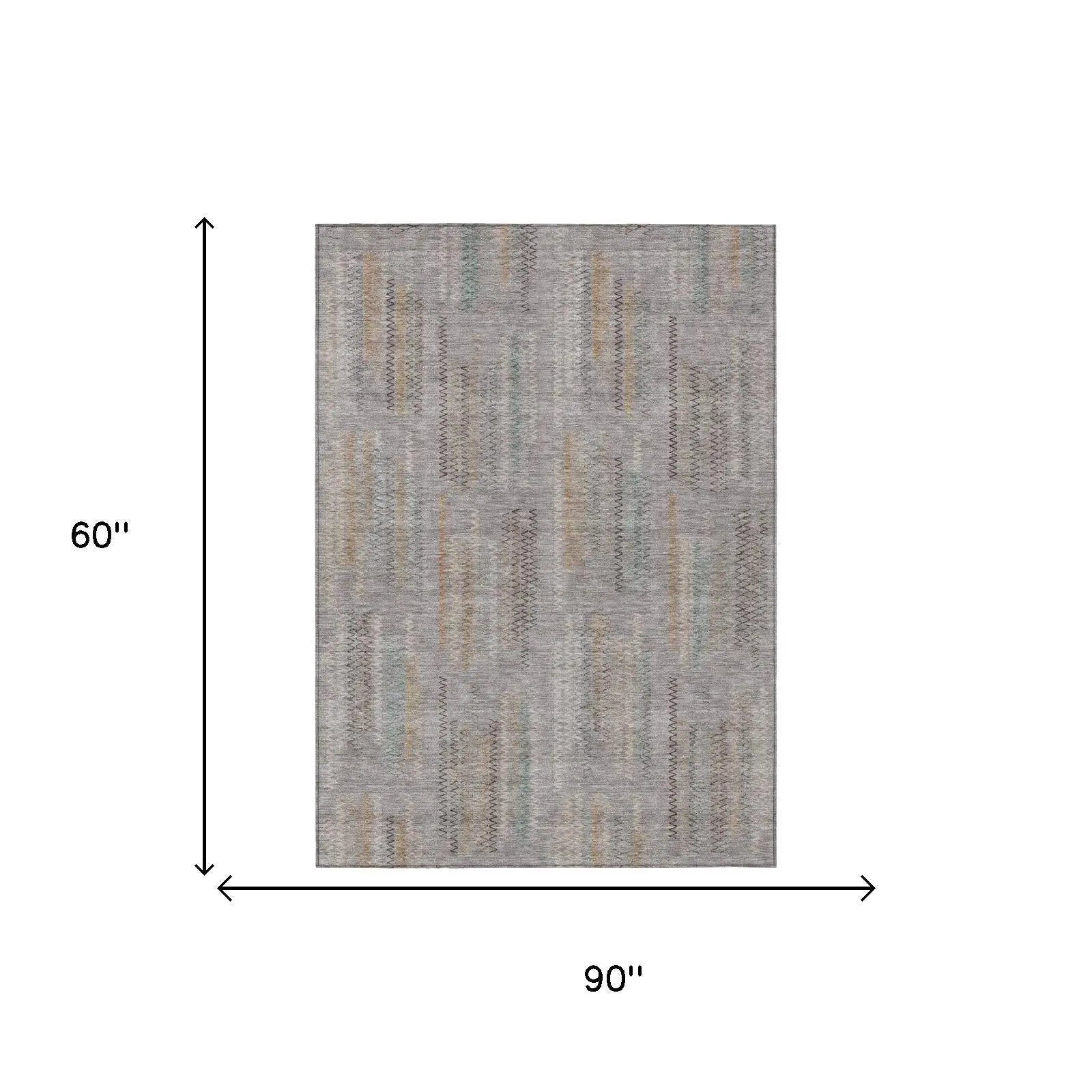 5' X 8' Gray And Silver Abstract Washable Indoor Outdoor Area Rug Homeroots Outdoor