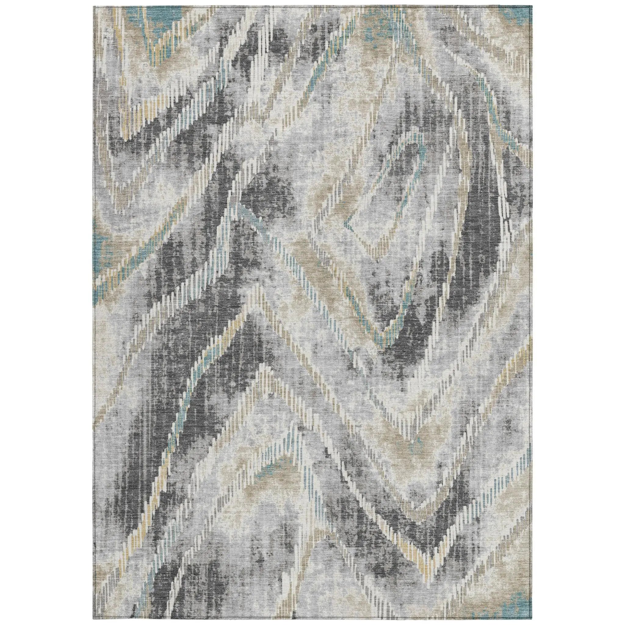 5' X 8' Gray And Silver Abstract Washable Indoor Outdoor Area Rug Homeroots Outdoor