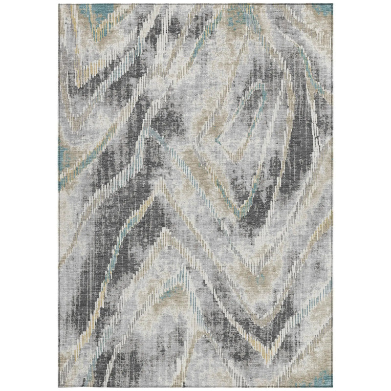 5' X 8' Gray And Silver Abstract Washable Indoor Outdoor Area Rug Homeroots Outdoor