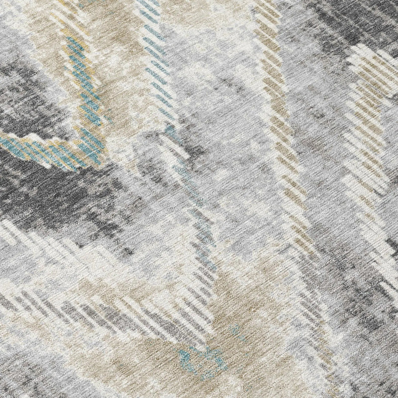 5' X 8' Gray And Silver Abstract Washable Indoor Outdoor Area Rug Homeroots Outdoor