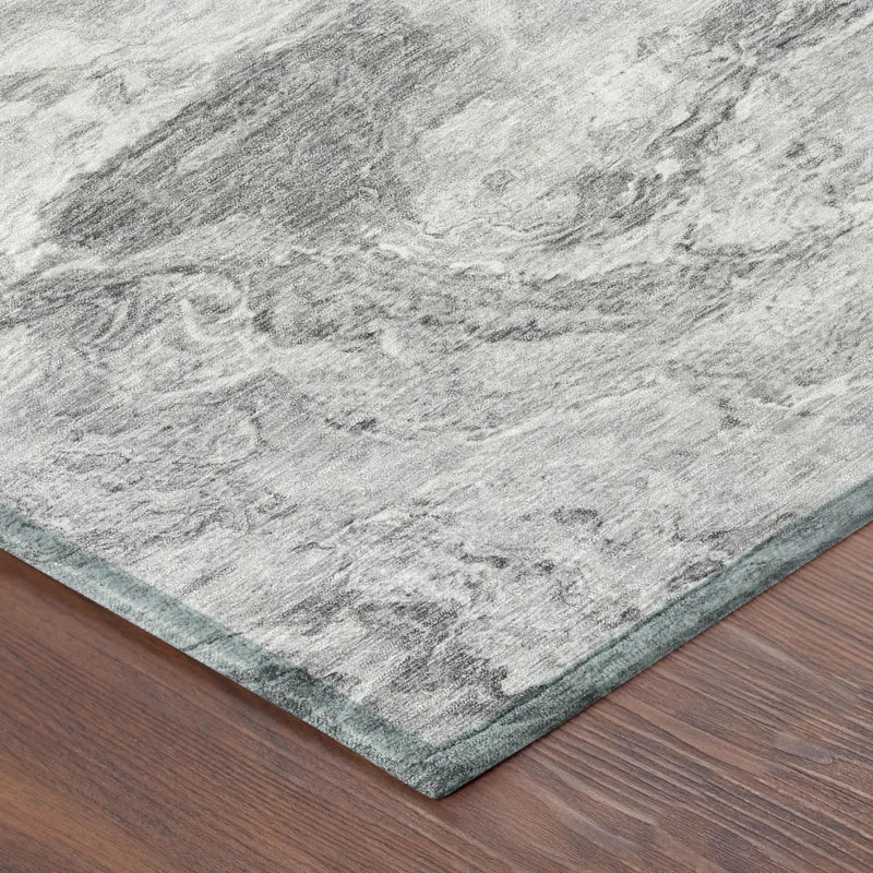 5' X 8' Gray And Silver Abstract Washable Indoor Outdoor Area Rug Homeroots Outdoor