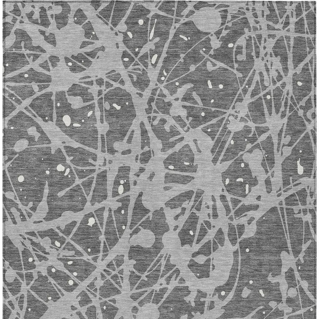 5' X 8' Gray And Silver Abstract Washable Indoor Outdoor Area Rug Homeroots Outdoor