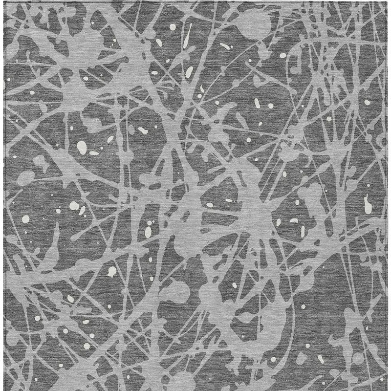 5' X 8' Gray And Silver Abstract Washable Indoor Outdoor Area Rug Homeroots Outdoor