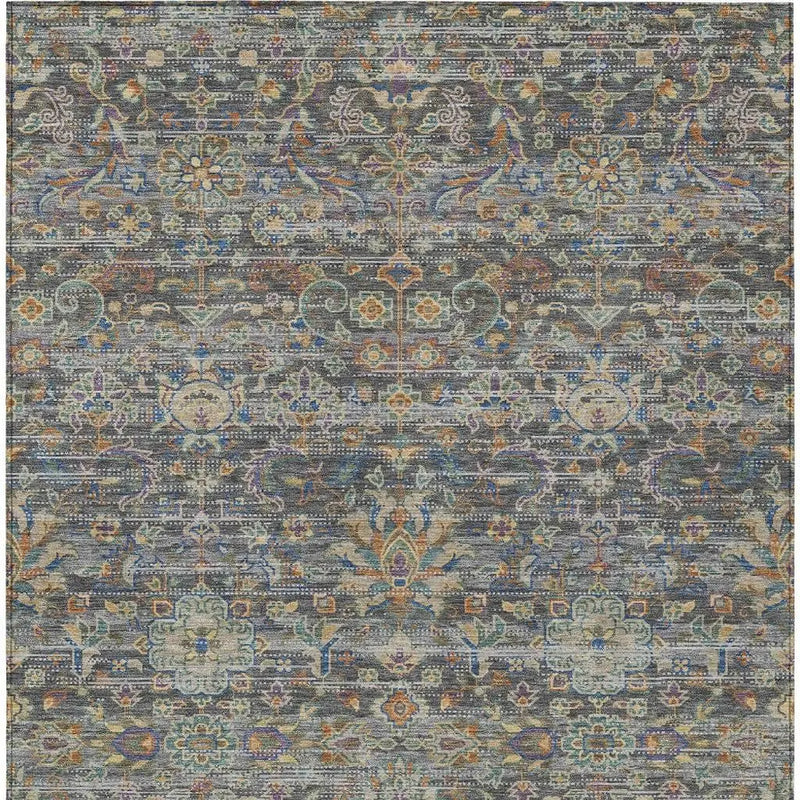 5' X 8' Gray And Silver Floral Medallion Washable Indoor Outdoor Area Rug Homeroots Outdoor