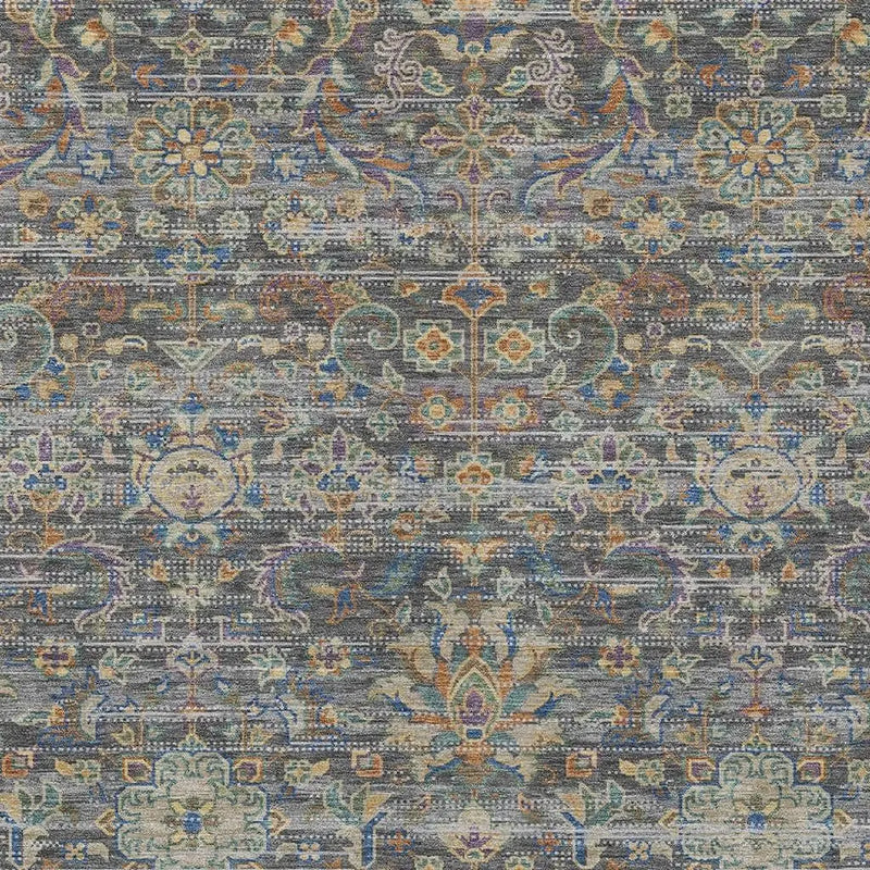 5' X 8' Gray And Silver Floral Medallion Washable Indoor Outdoor Area Rug Homeroots Outdoor