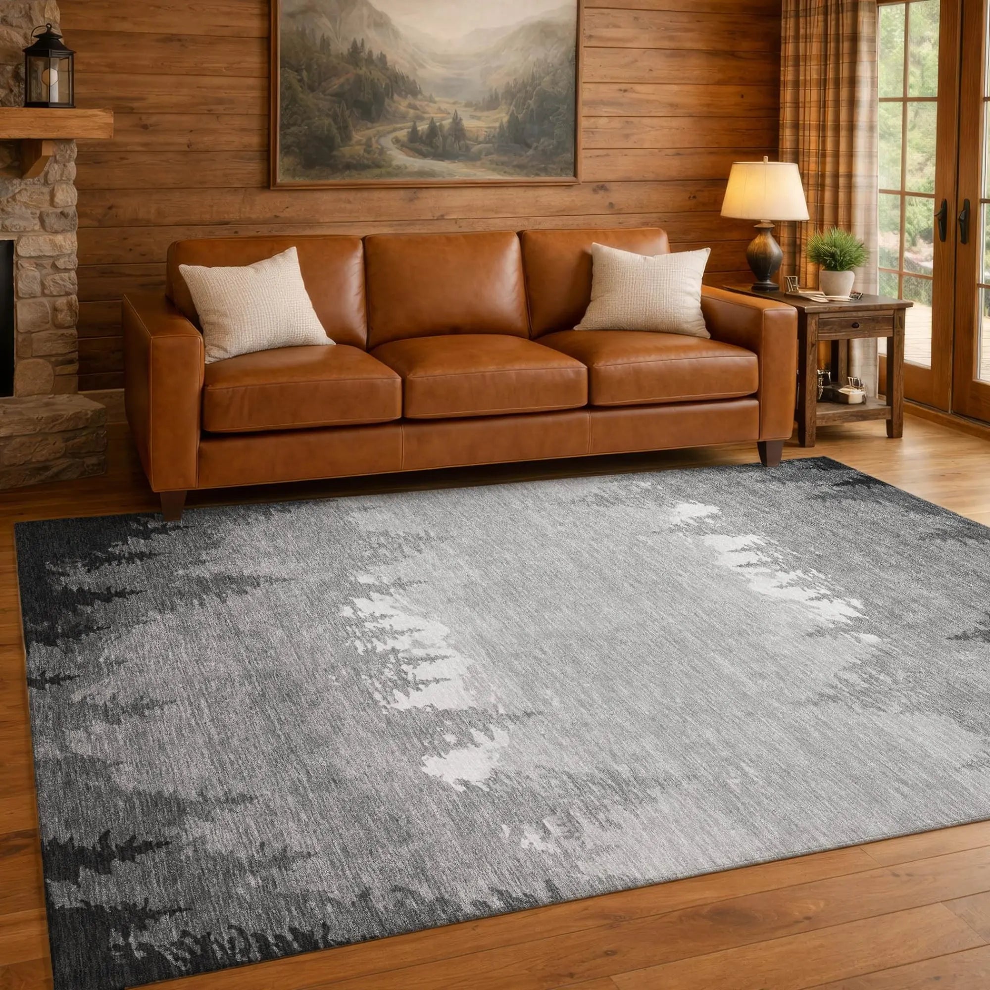 5' X 8' Gray And Silver Floral Washable Indoor Outdoor Area Rug Homeroots Outdoor