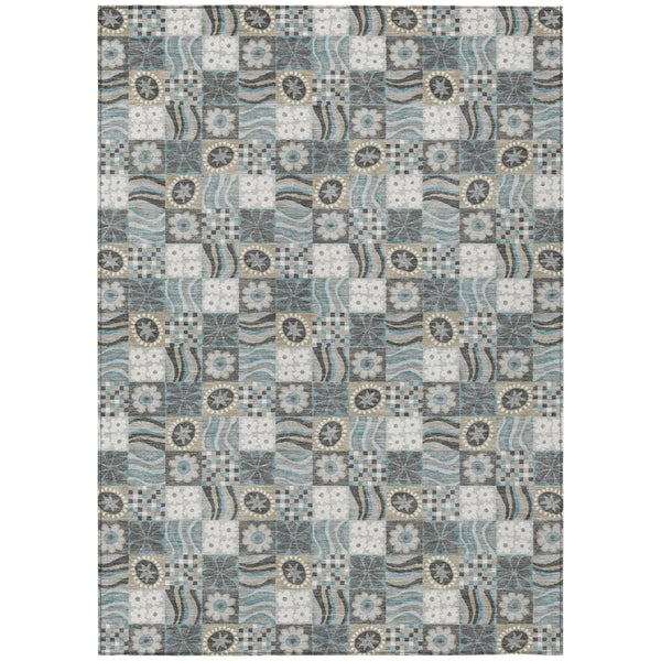 5' X 8' Gray And Silver Floral Washable Indoor Outdoor Area Rug Homeroots Outdoor