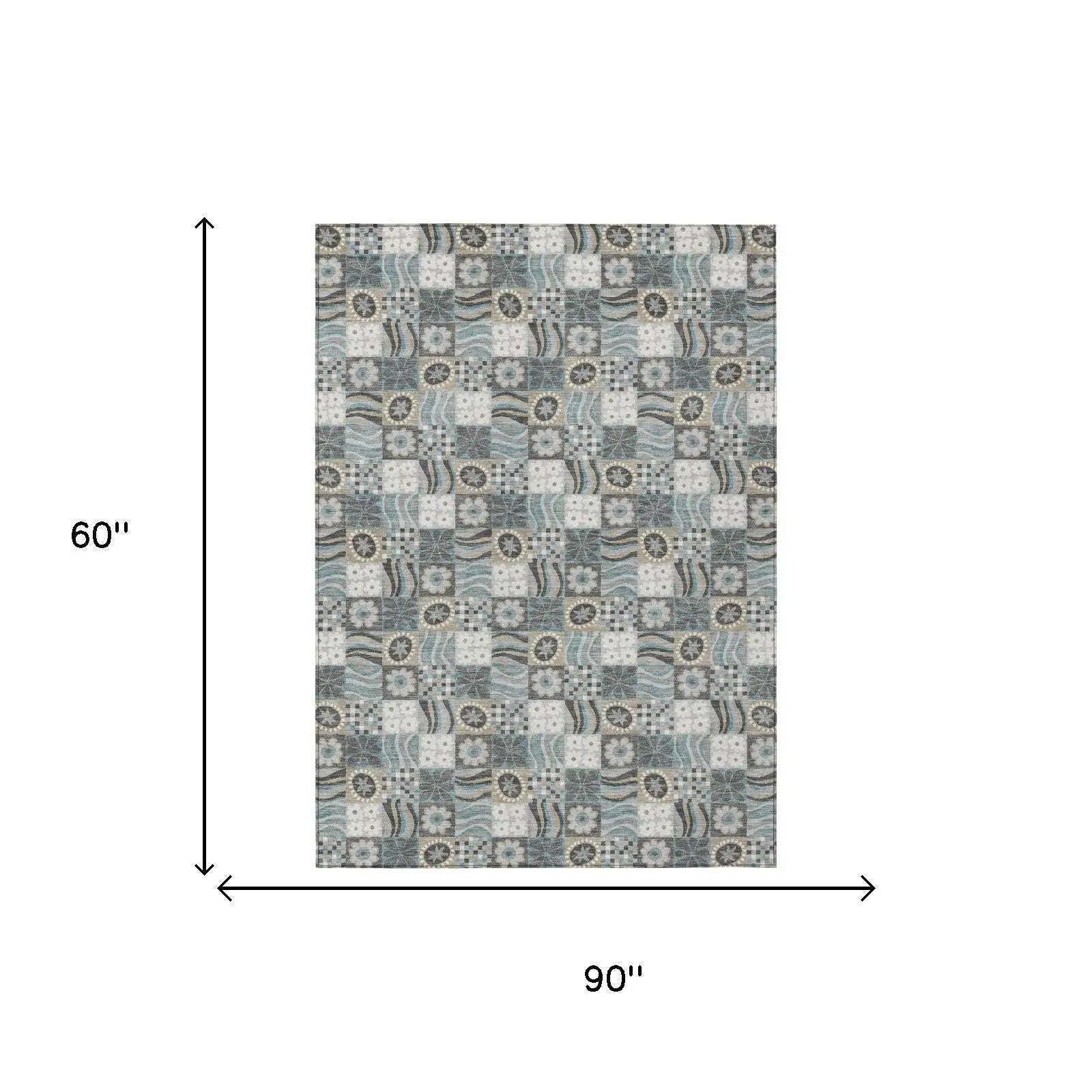 5' X 8' Gray And Silver Floral Washable Indoor Outdoor Area Rug Homeroots Outdoor