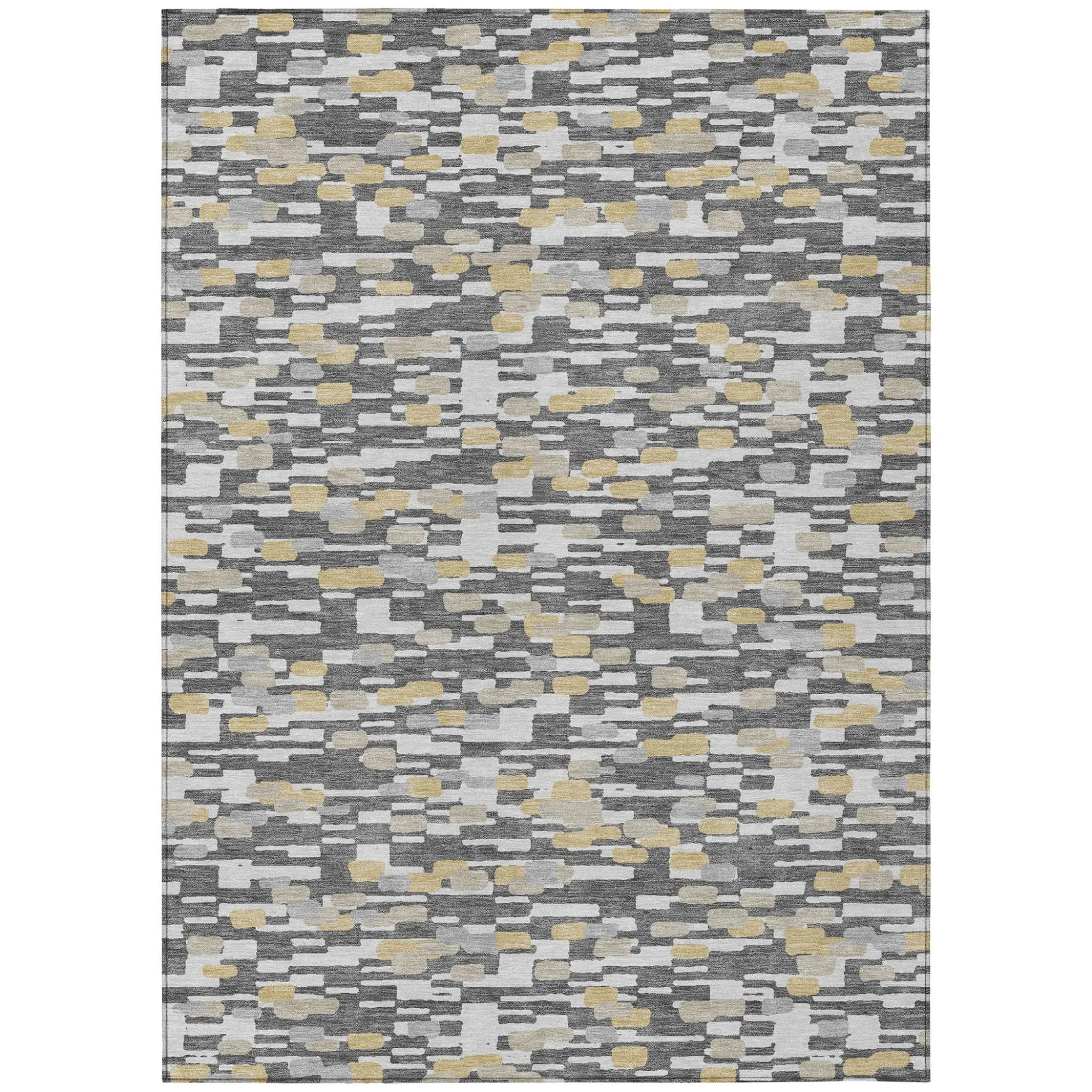 5' X 8' Gray And Silver Geometric Washable Indoor Outdoor Area Rug Homeroots Outdoor