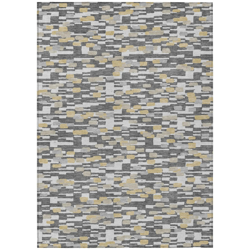 5' X 8' Gray And Silver Geometric Washable Indoor Outdoor Area Rug Homeroots Outdoor