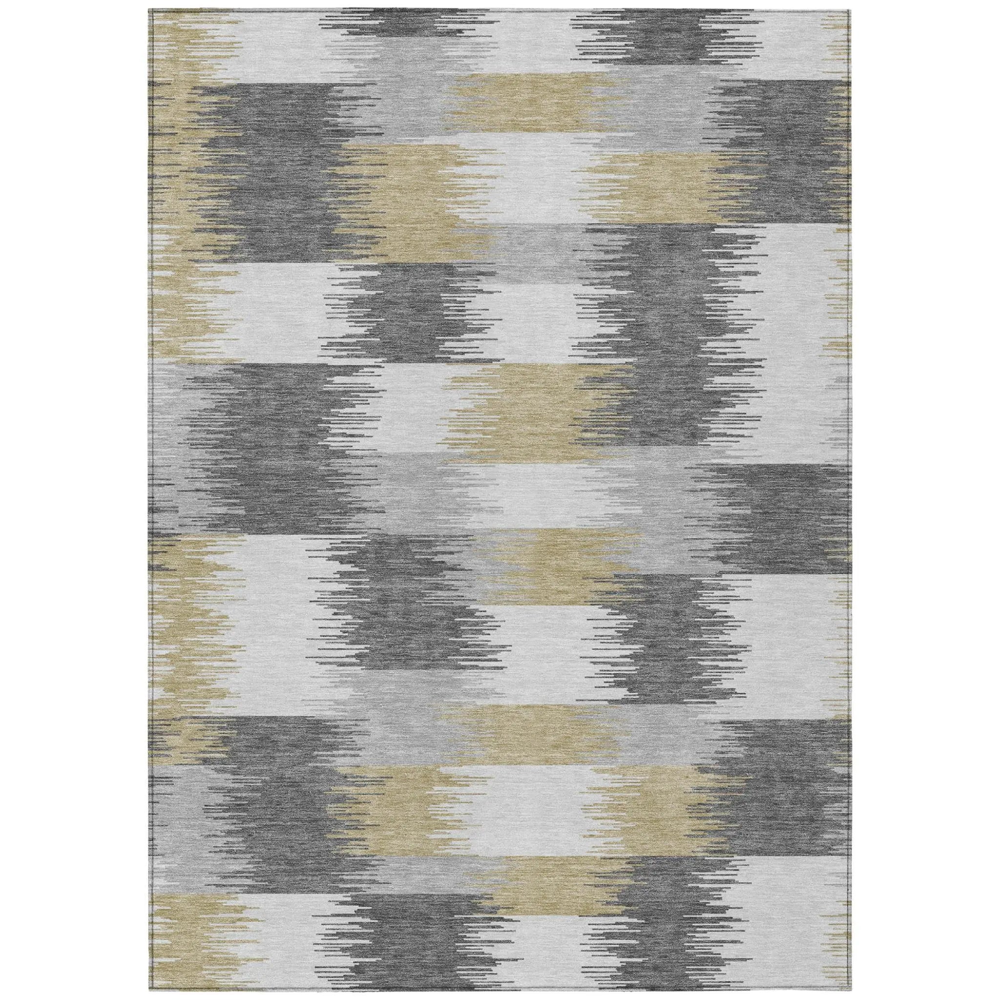 5' X 8' Gray And Silver Geometric Washable Indoor Outdoor Area Rug Homeroots Outdoor