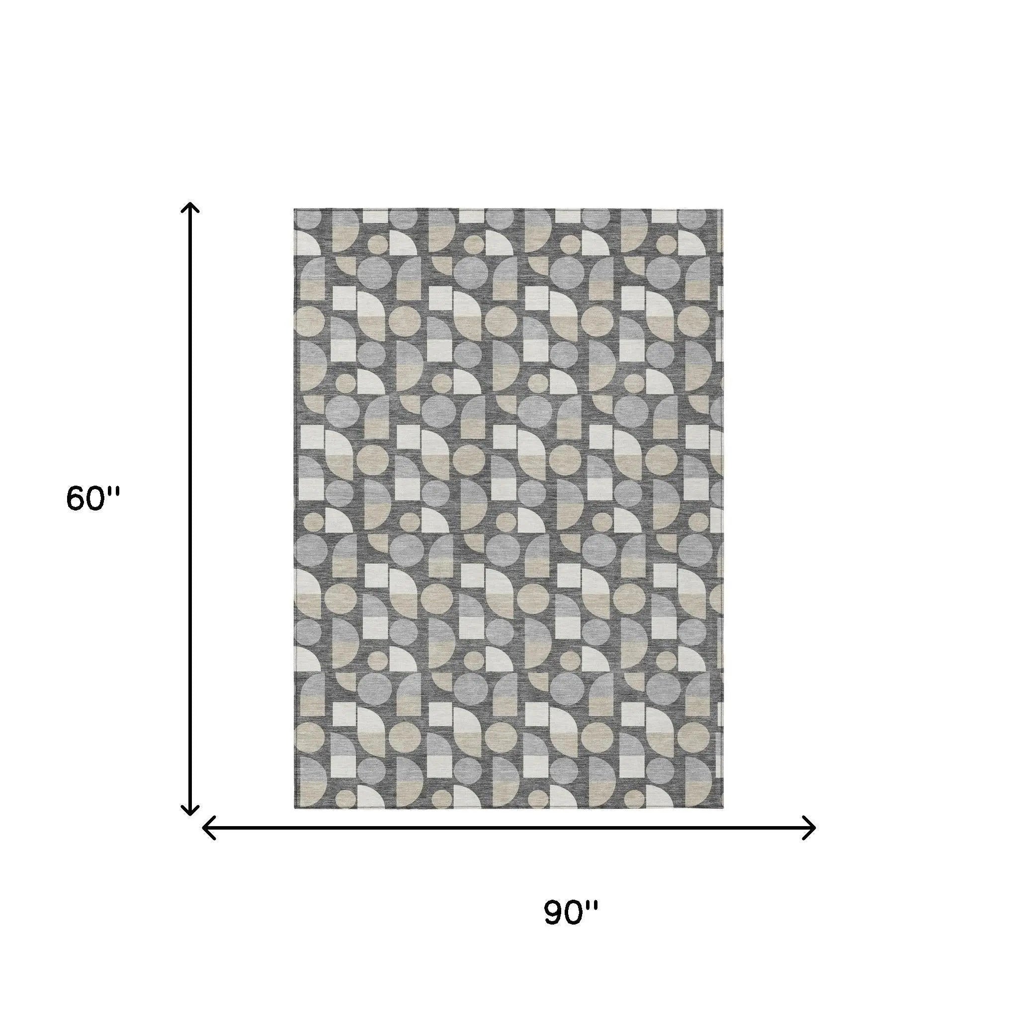 5' X 8' Gray And Silver Geometric Washable Indoor Outdoor Area Rug Homeroots Outdoor
