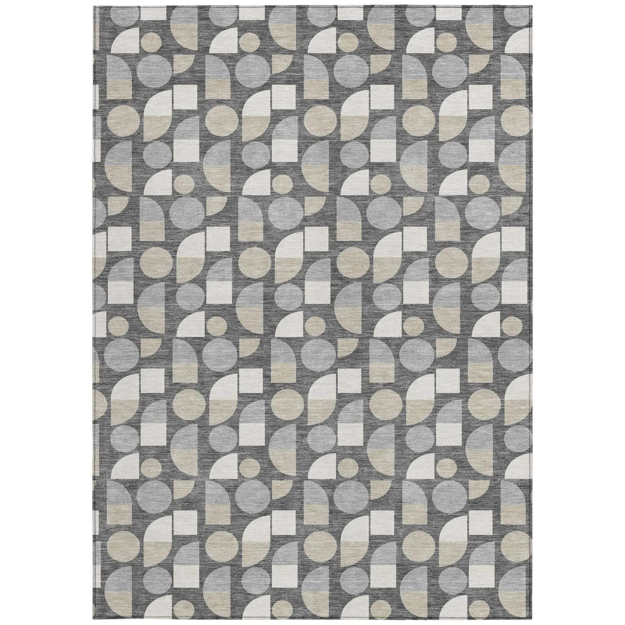5' X 8' Gray And Silver Geometric Washable Indoor Outdoor Area Rug Homeroots Outdoor
