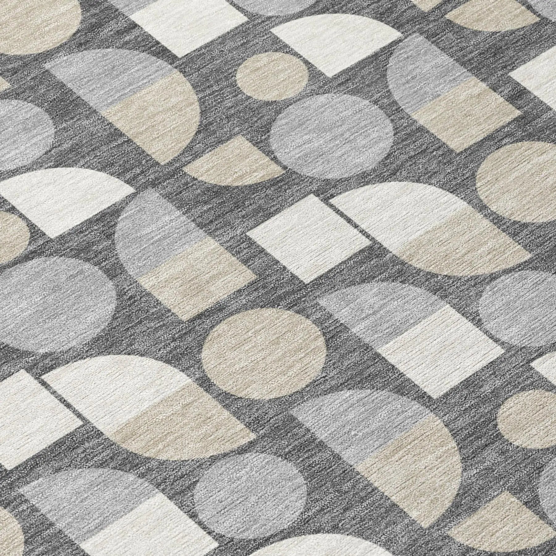 5' X 8' Gray And Silver Geometric Washable Indoor Outdoor Area Rug Homeroots Outdoor