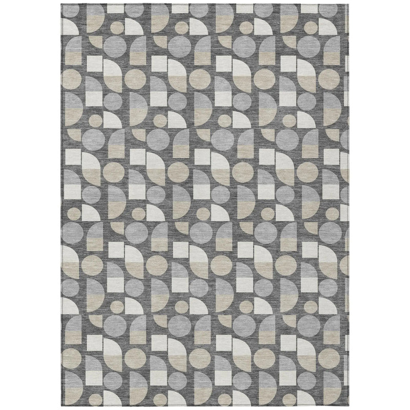 5' X 8' Gray And Silver Geometric Washable Indoor Outdoor Area Rug Homeroots Outdoor
