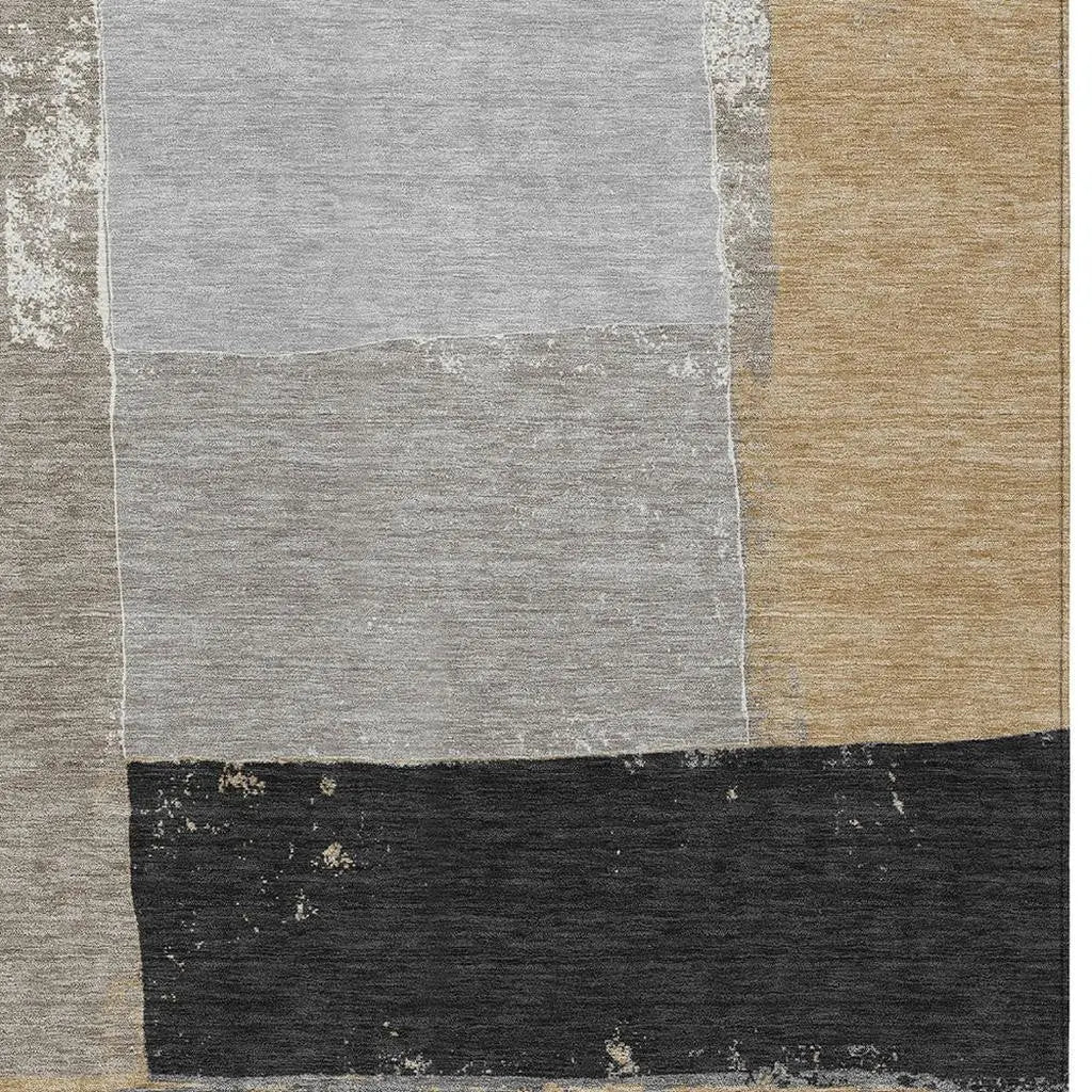 5' X 8' Gray And Silver Geometric Washable Indoor Outdoor Area Rug Homeroots Outdoor