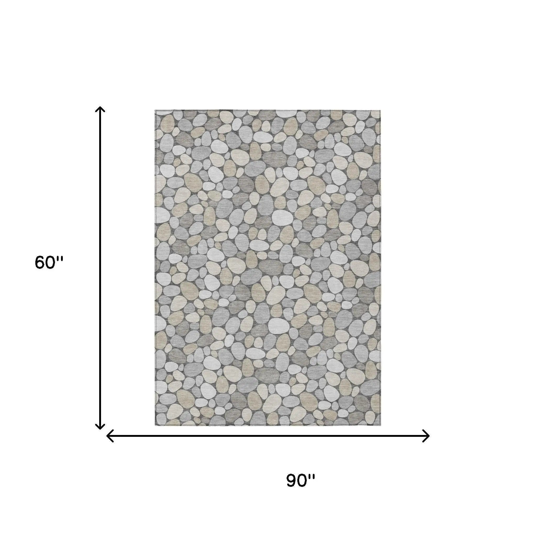 5' X 8' Gray And Silver Geometric Washable Indoor Outdoor Area Rug Homeroots Outdoor