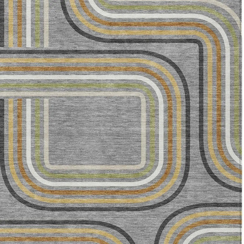 5' X 8' Gray And Silver Geometric Washable Indoor Outdoor Area Rug Homeroots Outdoor