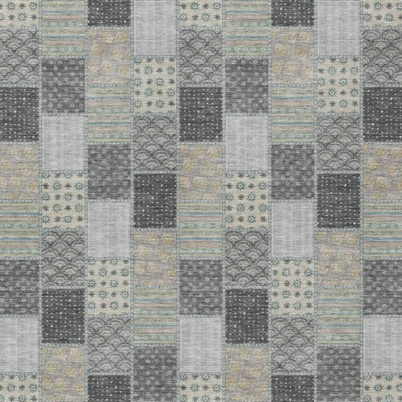 5' X 8' Gray And Silver Patchwork Washable Indoor Outdoor Area Rug Homeroots Outdoor