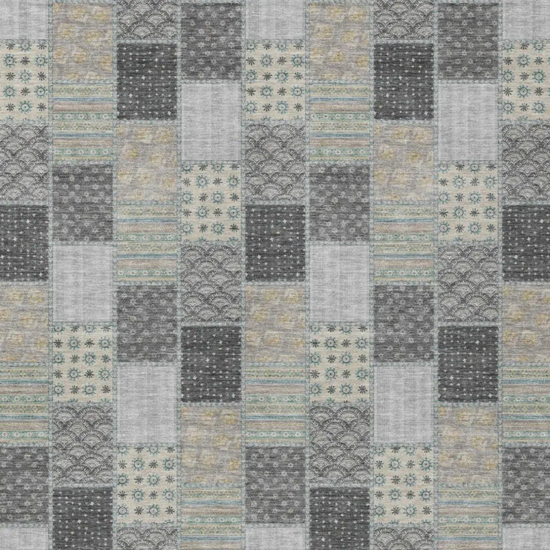 5' X 8' Gray And Silver Patchwork Washable Indoor Outdoor Area Rug Homeroots Outdoor