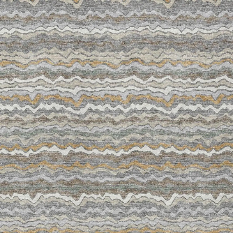 5' X 8' Gray And Silver Striped Washable Indoor Outdoor Area Rug Homeroots Outdoor