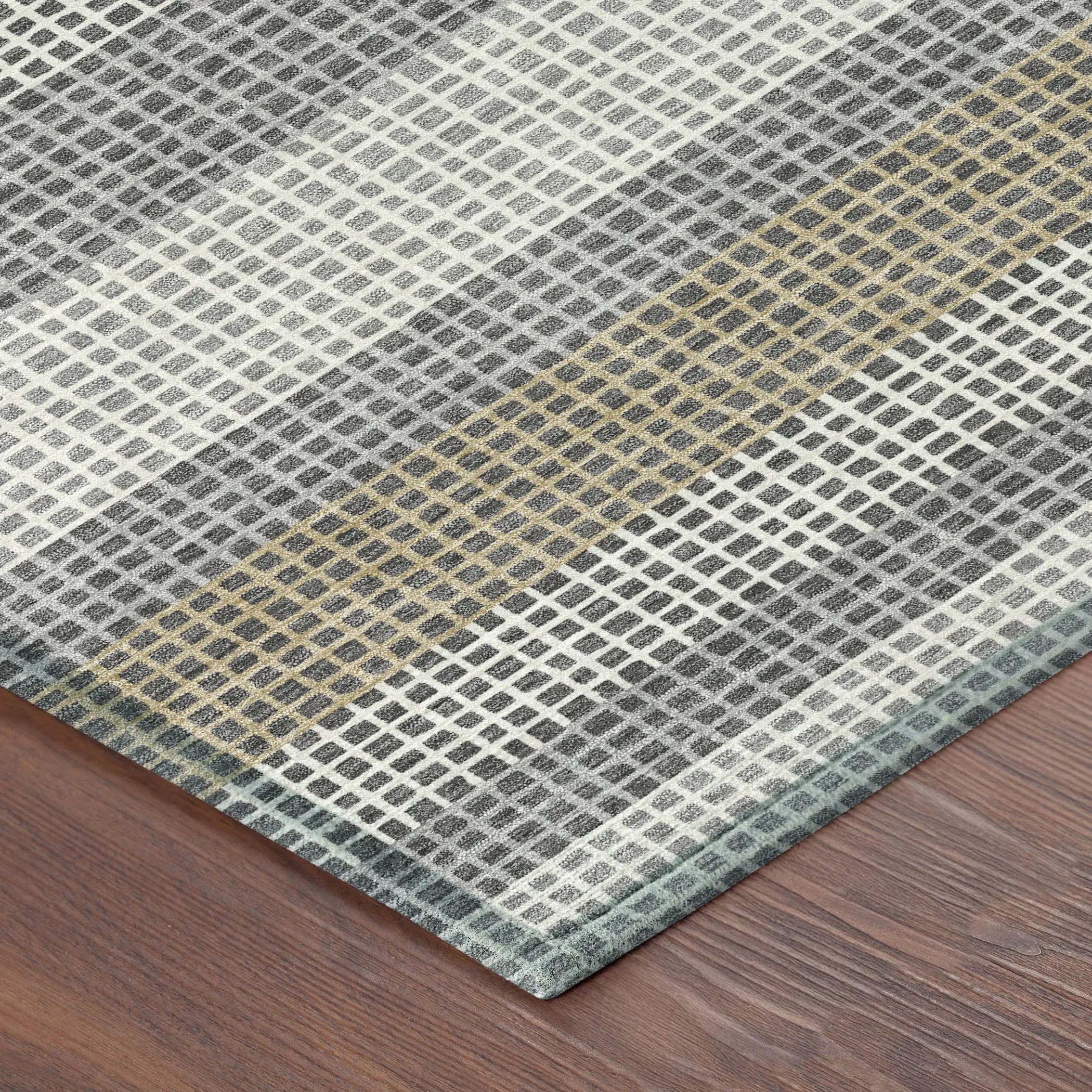 5' X 8' Gray And Silver Striped Washable Indoor Outdoor Area Rug Homeroots Outdoor