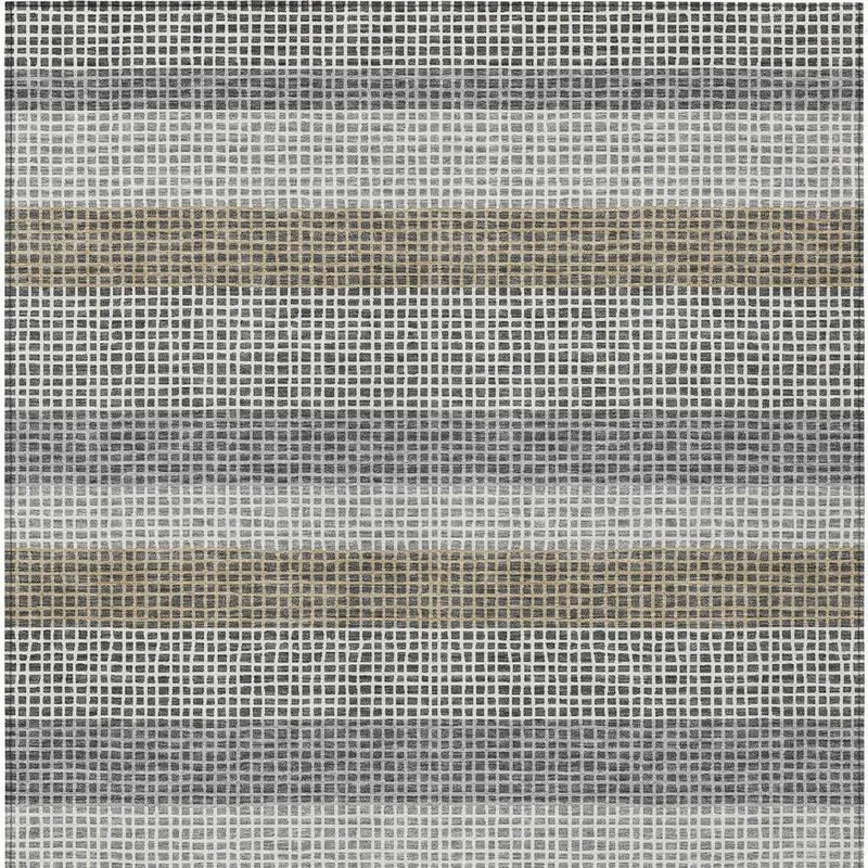 5' X 8' Gray And Silver Striped Washable Indoor Outdoor Area Rug Homeroots Outdoor