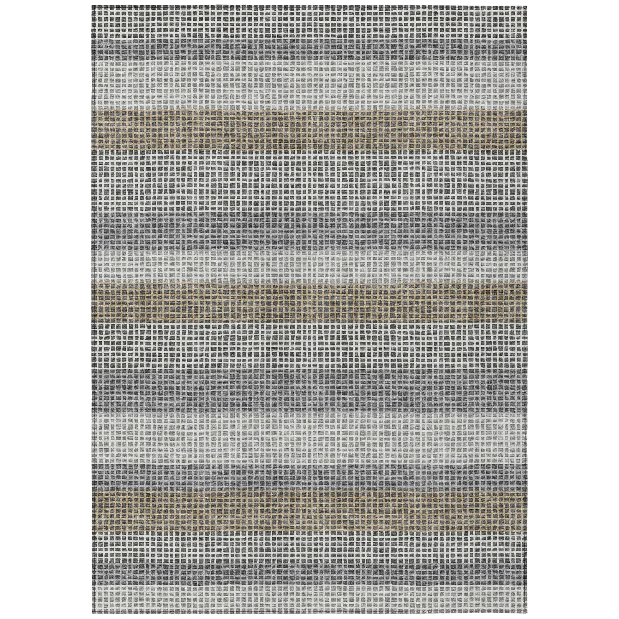 5' X 8' Gray And Silver Striped Washable Indoor Outdoor Area Rug Homeroots Outdoor