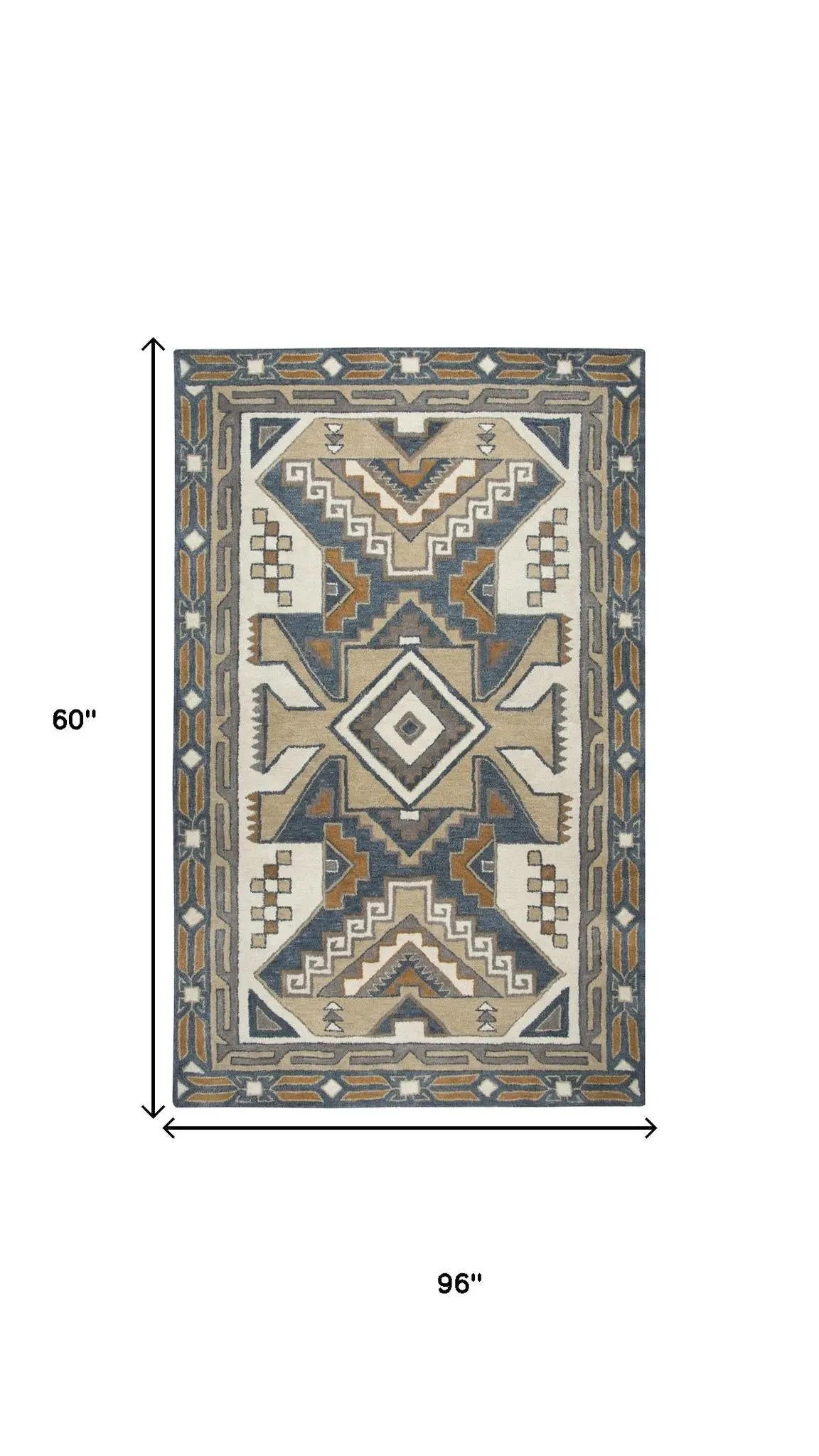 5' X 8' Gray And Tan Wool Tribal Hand Tufted Area Rug Homeroots Home Decor
