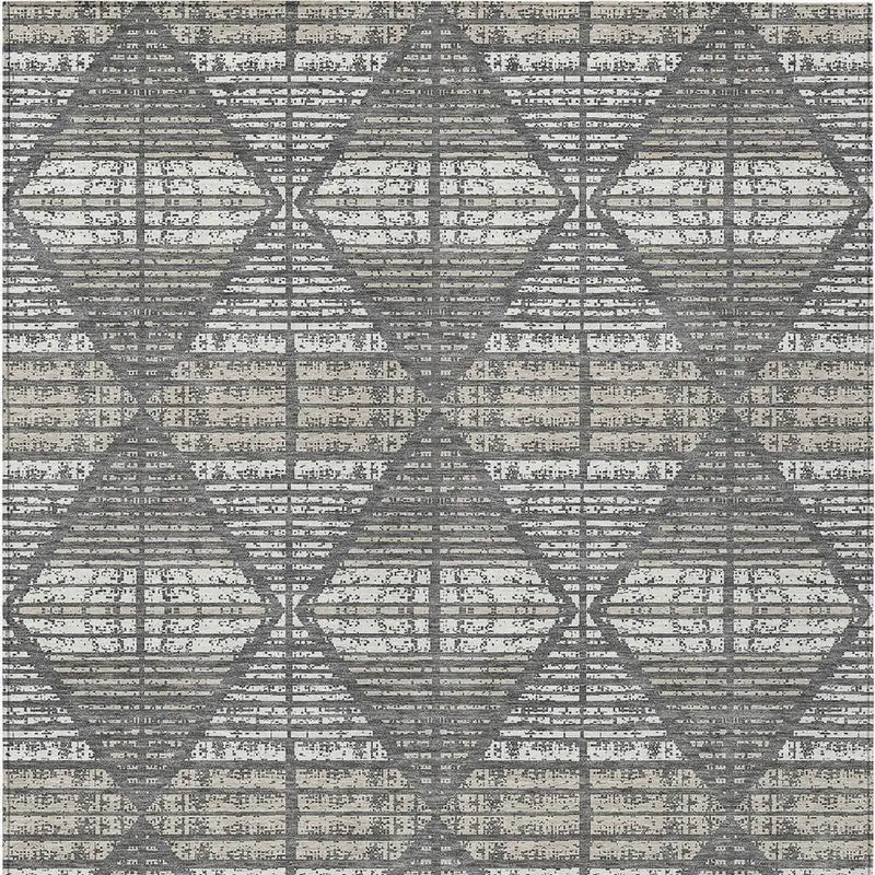 5' X 8' Gray And Taupe Geometric Washable Indoor Outdoor Area Rug Homeroots Outdoor