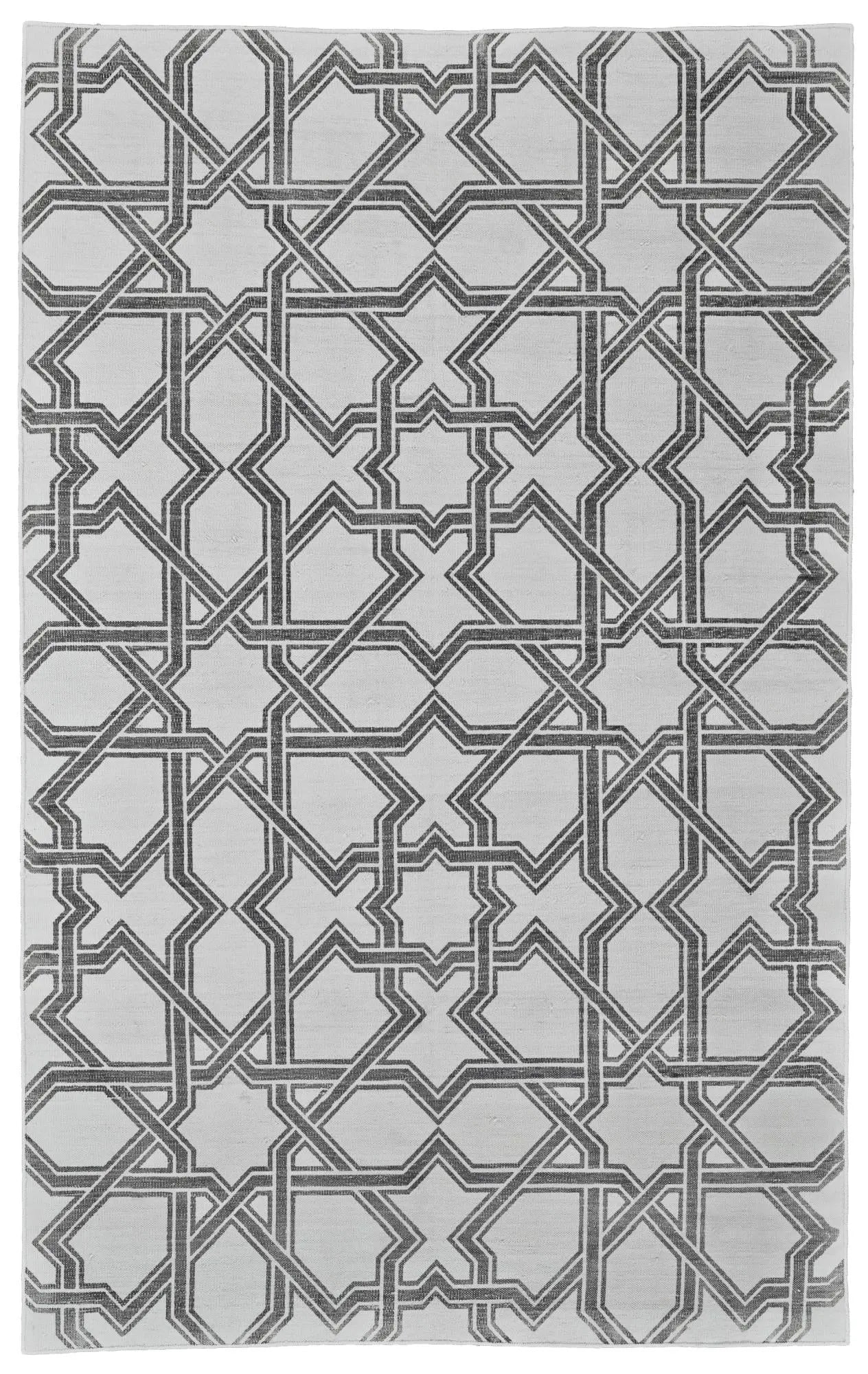 5' X 8' Gray And White Geometric Hand Woven Area Rug Homeroots Home Decor