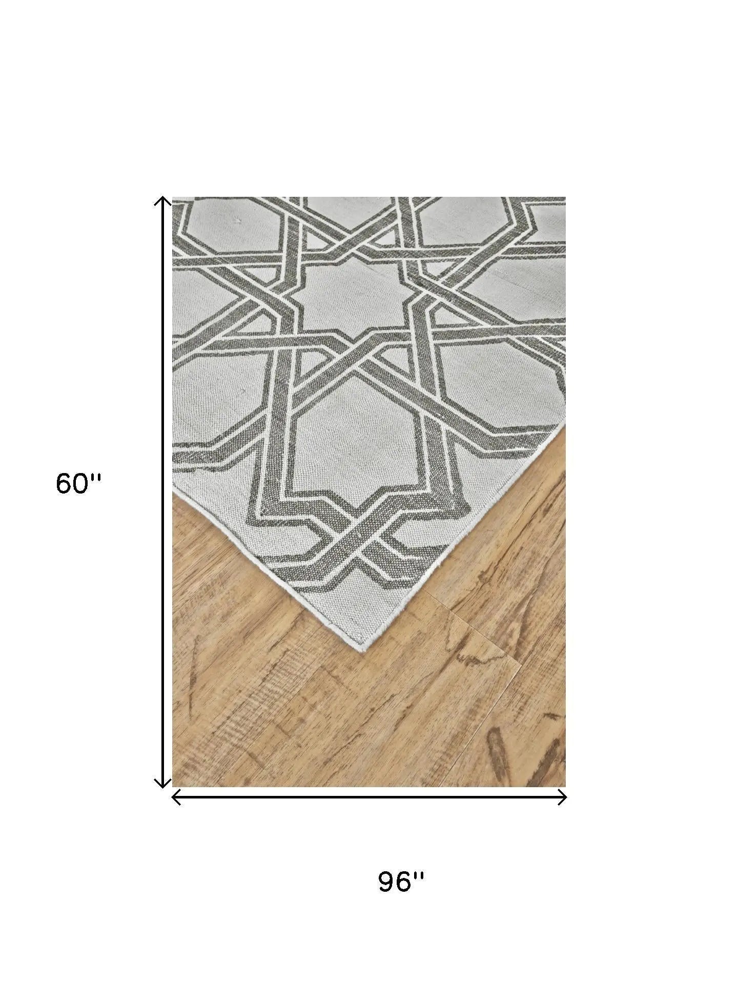 5' X 8' Gray And White Geometric Hand Woven Area Rug Homeroots Home Decor