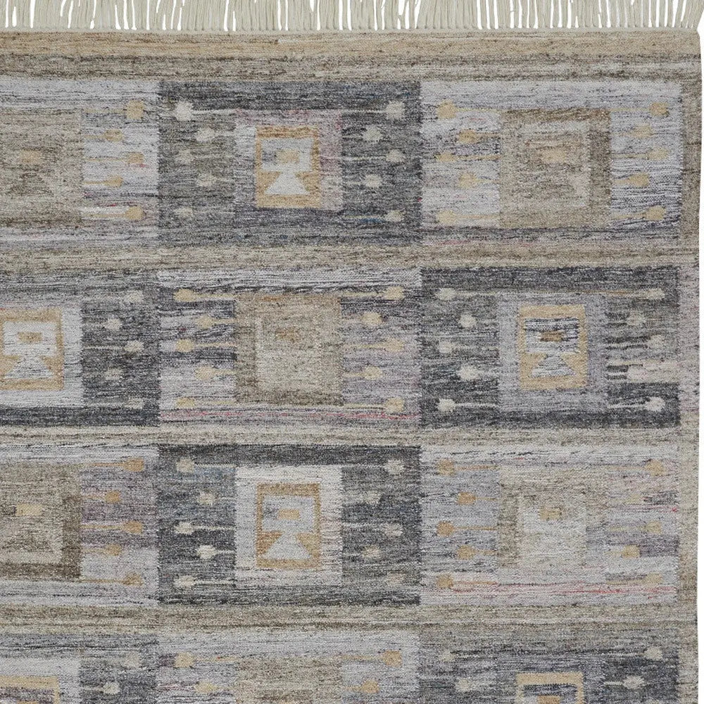 5' X 8' Gray Black And Brown Geometric Hand Woven Area Rug With Fringe Homeroots Outdoor