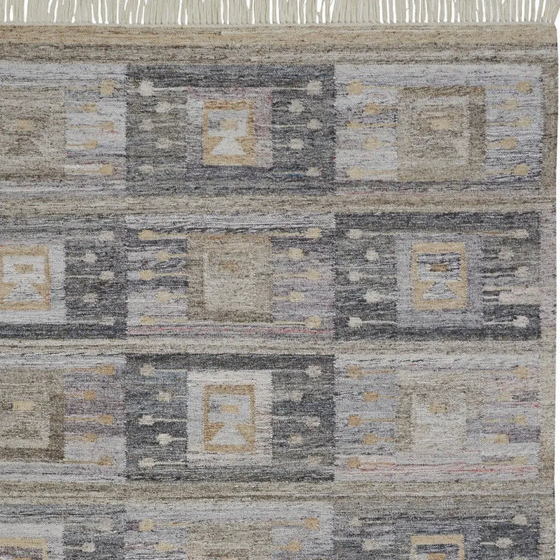 5' X 8' Gray Black And Brown Geometric Hand Woven Area Rug With Fringe Homeroots Outdoor