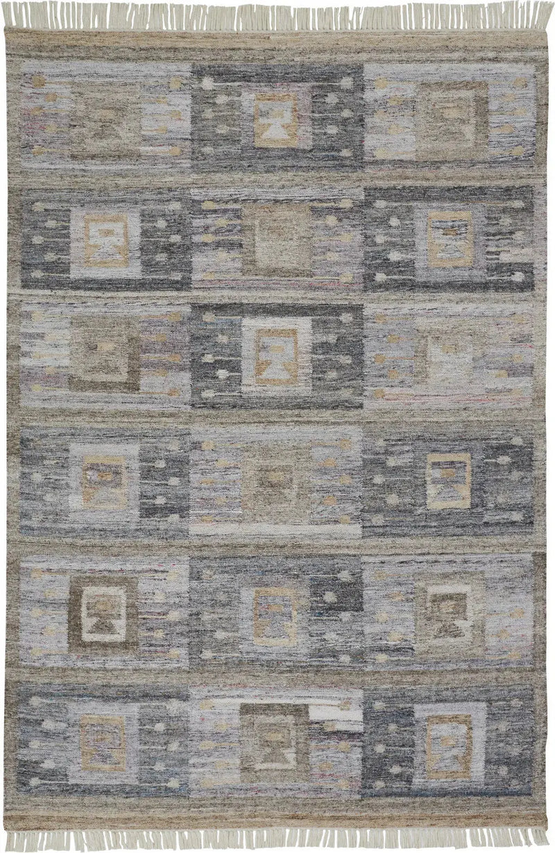 5' X 8' Gray Black And Brown Geometric Hand Woven Area Rug With Fringe Homeroots Outdoor