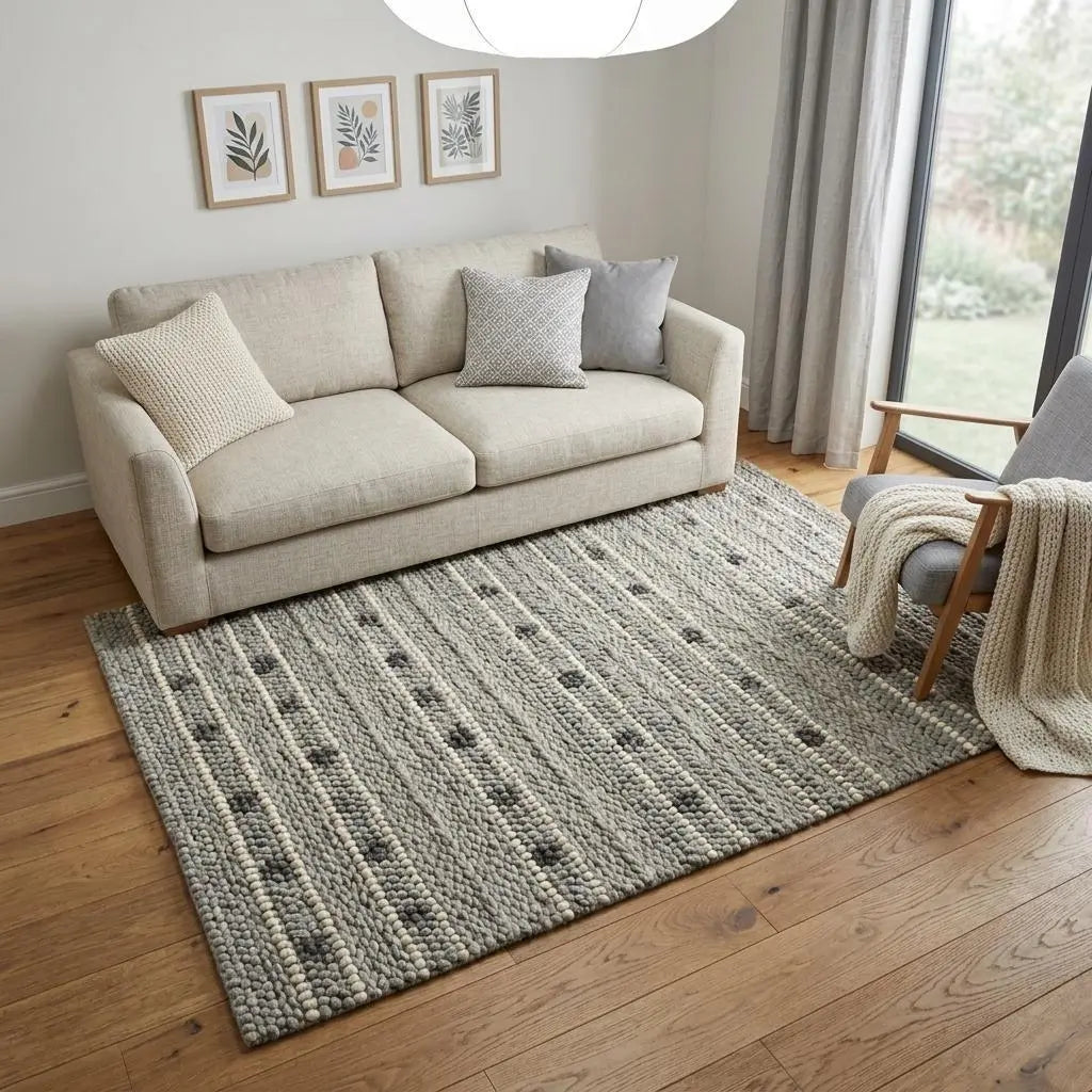 5' X 8' Gray Black And White Wool Striped Hand Woven Area Rug Homeroots Home Decor