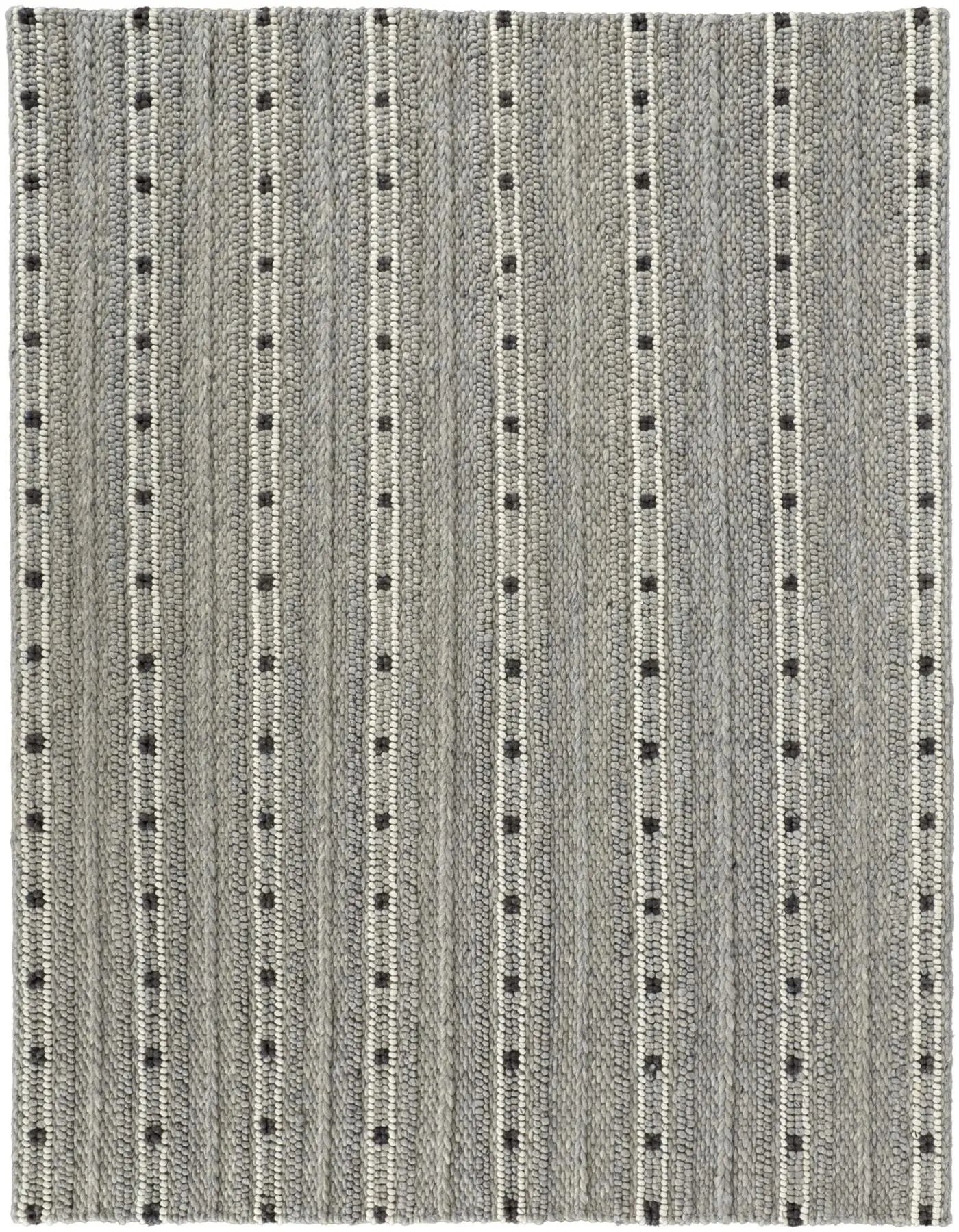 5' X 8' Gray Black And White Wool Striped Hand Woven Area Rug Homeroots Home Decor