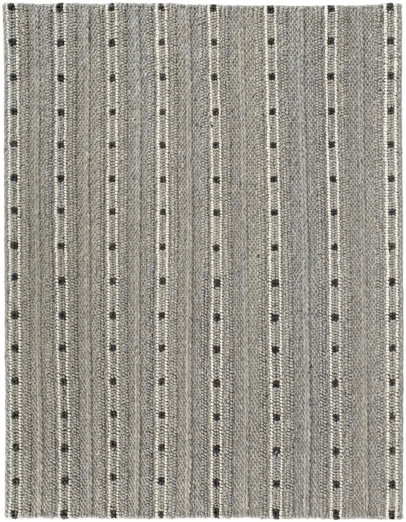 5' X 8' Gray Black And White Wool Striped Hand Woven Area Rug Homeroots Home Decor