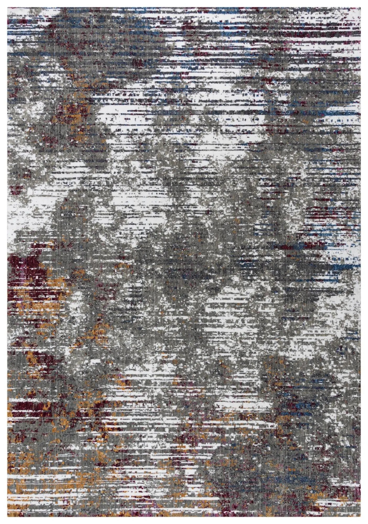 5' X 8' Gray Burgundy Orange Blue And Ivory Abstract Hand Carved Handmade Area Rug Homeroots Home Decor