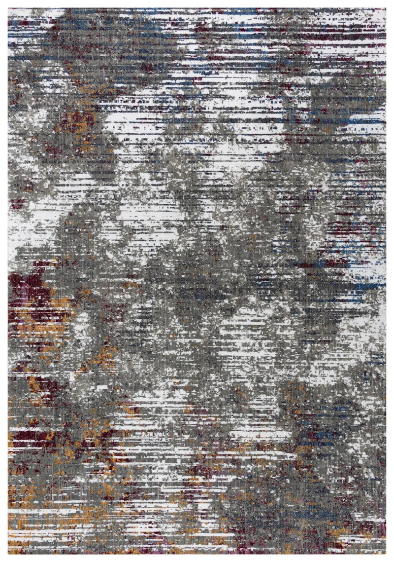 5' X 8' Gray Burgundy Orange Blue And Ivory Abstract Hand Carved Handmade Area Rug Homeroots Home Decor